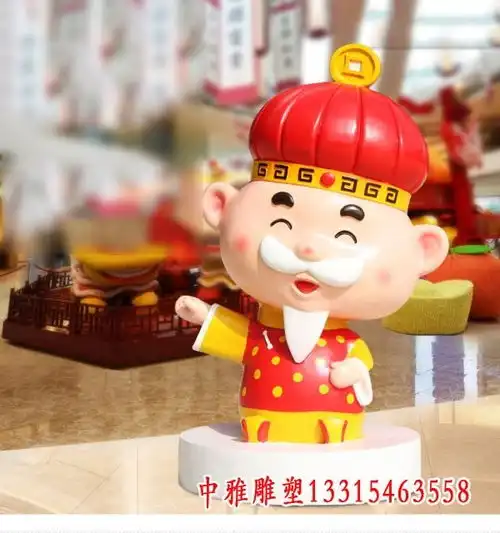 商场玻璃钢财神爷雕塑宣城树脂雕塑财神图片中雅雕塑

