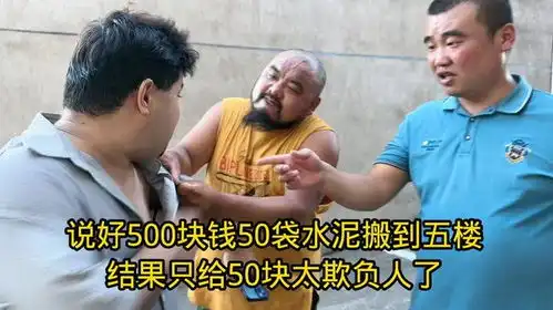 说好500块钱50袋水泥搬到五楼,结果不是人工搬运只给50块
