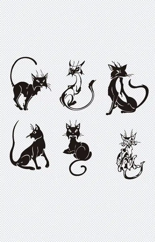 暗黑风格猫咪猫,猫咪,花猫,黑色,剪影,图案,姿态,搞怪,合集,暗黑系,创意,动物,卡通,手绘,元素,装饰,装饰元素,设计元素旧情人
