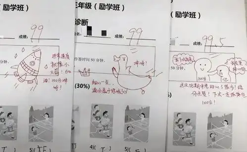 95后女教师画图式批卷试卷走红,有趣又可爱,家长好能整活
