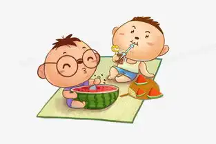手绘冰爽夏日吃西瓜喝饮料的小男孩png图片素材免费下载psd格式熊猫办公
