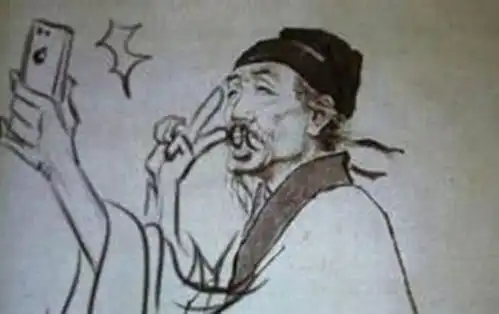搞笑的小学生课本涂鸦,杜甫噘嘴玩自拍图五李白按捺不住了
