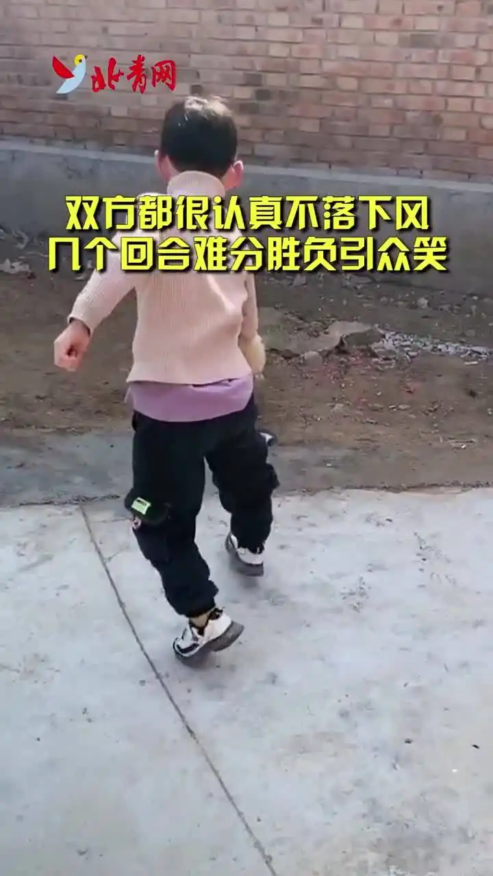 小男孩和大公鸡打架双方几个回合难分胜负引人爆笑
