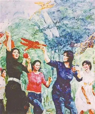 春风杨柳油画左国顺
