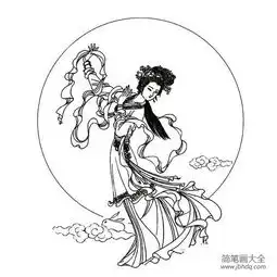 2016中秋节嫦娥奔月简笔画

