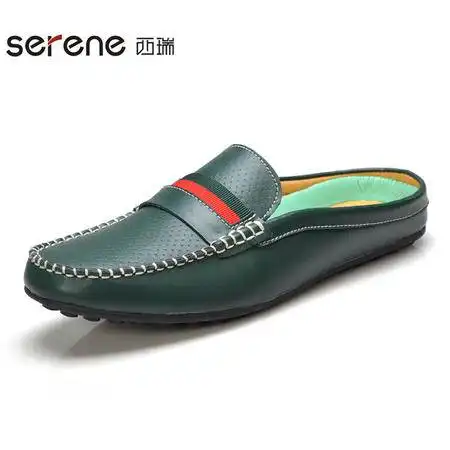 serene西瑞潮流真皮男拖鞋男士休闲半拖潮拖豆豆鞋懒人鞋5180图片大全邮乐官方网站
