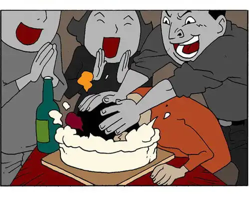 搞笑漫画,生日蛋糕
