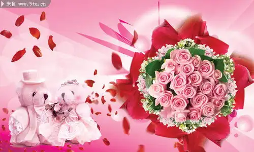 鲜花psd素材情人节贺卡设计素材
