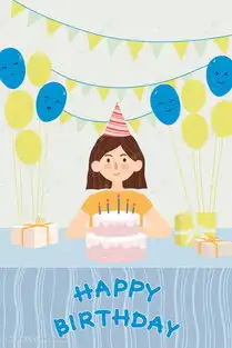 女孩过生日简约小清新配图插画图片千库网
