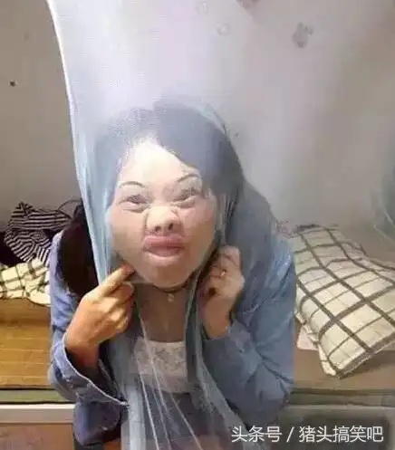 搞笑gif媳妇,你这个装扮明显像个猪头,明天就别出来吓人了

