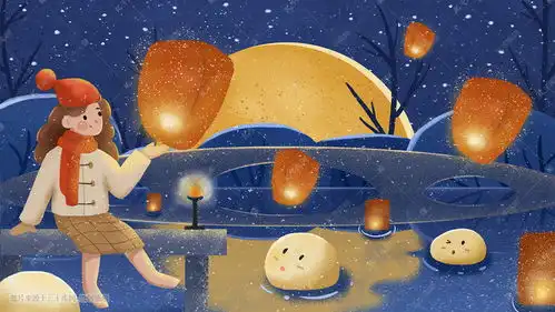 元宵节放灯的女孩和汤圆小清新插画图片千库网
