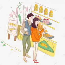 情人节情侣买面包手绘插图素材图片免费下载千库网

