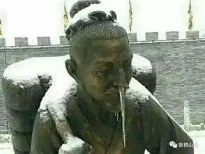 西安街头雕像雪后有吟
