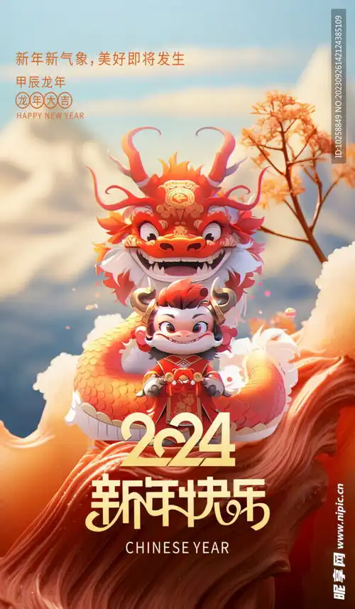 2024年龙年新年快乐海报设计图
