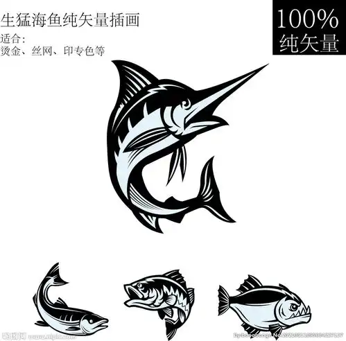 生猛海鱼纯矢量插画图片
