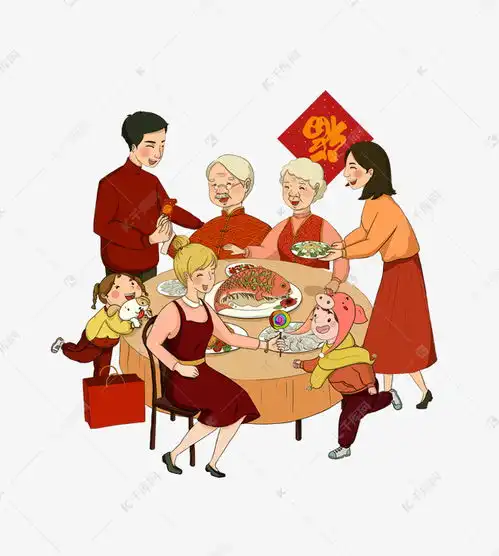 春节新年快乐卡通海报插画除夕素材图片免费下载千库网
