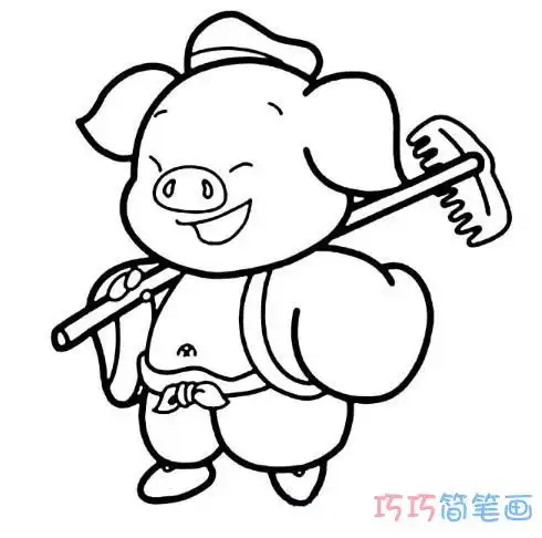 简单可爱的猪八戒怎么画卡通猪八戒简笔画图片

