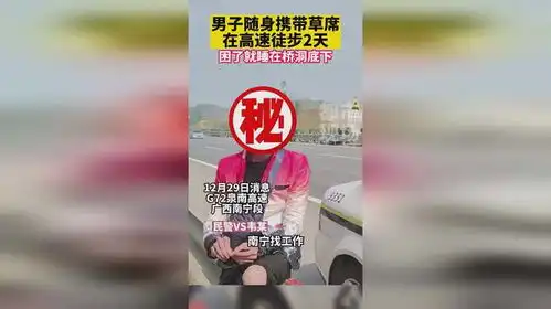 男子随身携带草席,在高速徒步2天,困了就睡在桥洞底下
