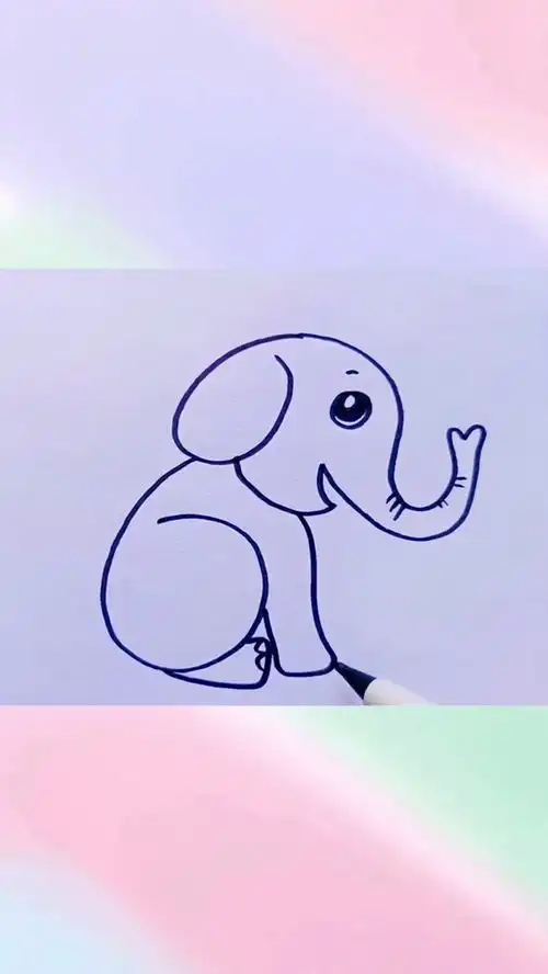 用两个6画大象儿童简笔画简笔画一起学画画
