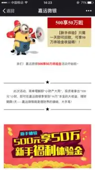 微信公众号上看到嘉远微银在搞500元50万体验金的活动,投资一天即可回款,是不是真的有收益
