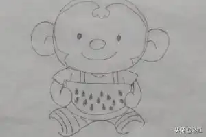 西瓜简笔画图片大全简笔画猴子吃西瓜的画法
