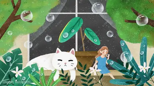 寒露窗台上的猫咪和吹泡泡的女孩小清新插画图片千库网
