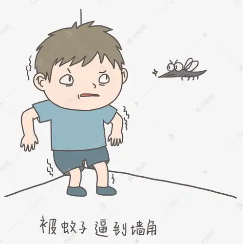 手绘插画有趣打蚊子小男孩被蚊子逼到墙角免抠元素下载素材图片免费下载千库网
