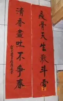 名家书法,红宣对联梅花诗图片
