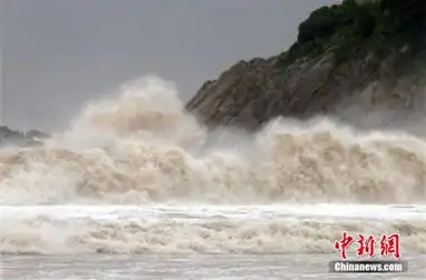 台风凤凰登陆浙江掀狂风巨浪象山内涝严重
