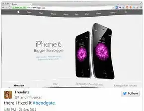 弯曲的iphone6已经被twitter上的网友玩坏了
