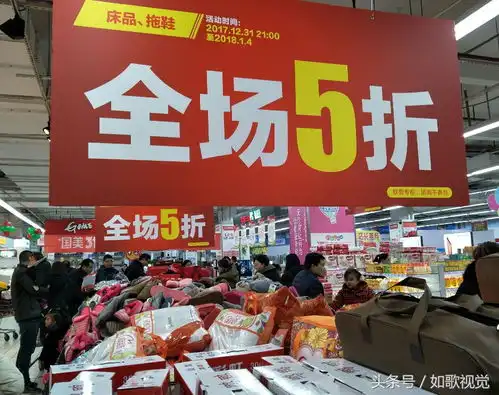 一家大型超市大搞新年促销,迎来了疯狂抢购的顾客,实现了双赢
