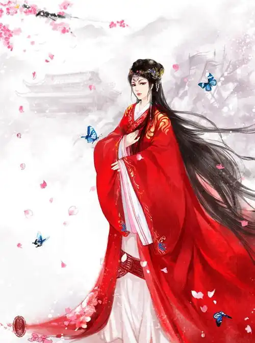 古风壁纸红衣翩若血,华锦望兮年
