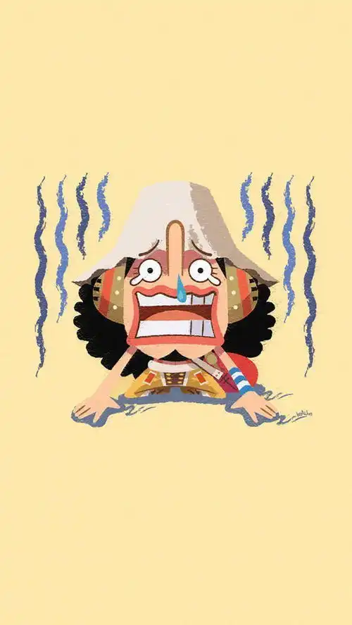 海贼王搞怪卡通纯色手机壁纸,逗趣好玩的插画
