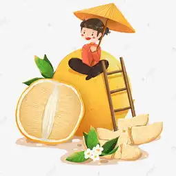 趣味应季水果之秋季柚子和打伞女孩素材图片免费下载千库网
