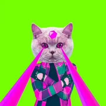 点击来源直接获取大图文件时尚潮猫眼睛射出激光动物趣味拼贴艺术摄影搞笑猫猫高清大图
