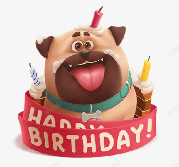 可爱狗狗蛋糕页面网页平面电商创意素材生日蜡烛素材
