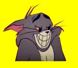 一张黄色背景的汤姆猫猥琐笑的头像
