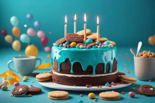 美食创意生日蛋糕动物奶油蛋糕摄影图图片创意海报下载至来源处
