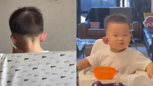 图图本图萌娃耳朵被蚊子咬肿,一大一小看的网友强迫症都犯了
