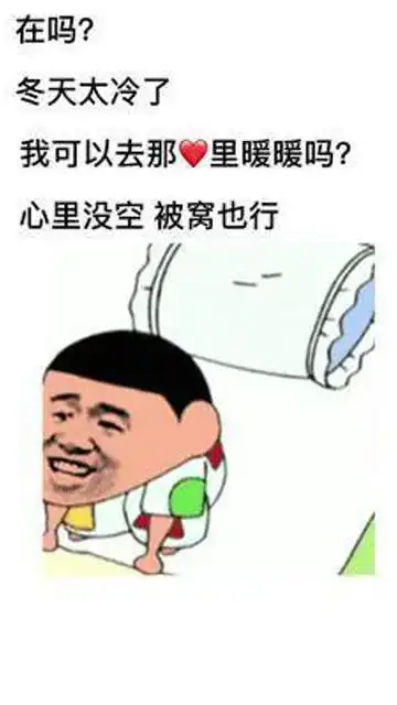 冬天太冷了我可以去你心里暖暖吗心里没空被窝也行表情包搞笑
