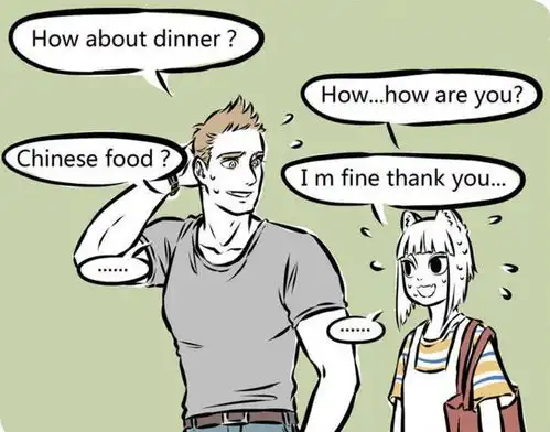 爆笑漫画九月和男孩子约会,对方全程讲英文,逼九月使出杀手锏
