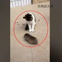猫咪见到超大老鼠后,反应很淡定,然而在后面德牧的表情亮了
